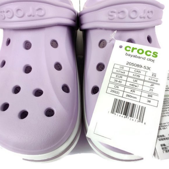CROCS Lavender Bayaband Unisex Clogs W9/M7 NWT - Picture 10 of 10